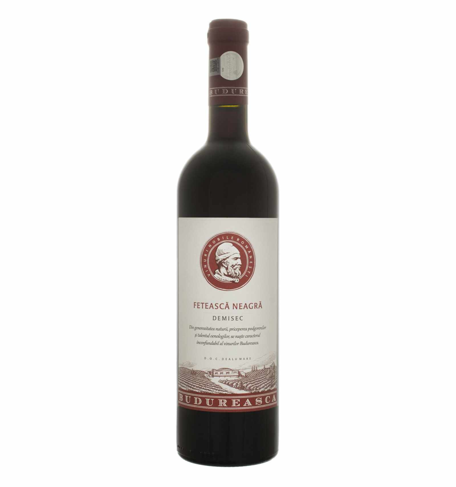 Vin rosu demisec, Feteasca Neagra, Budureasca Dealu Mare, 0.75L, 14.5% alc., Romania