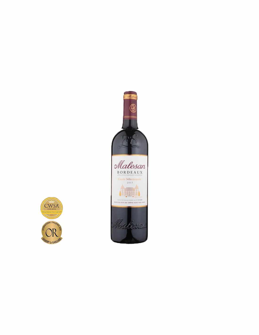 Vin rosu sec Malesan Cuv茅e S茅lectionn茅 Bordeaux, 0.75L, 12.5% alc., Franta