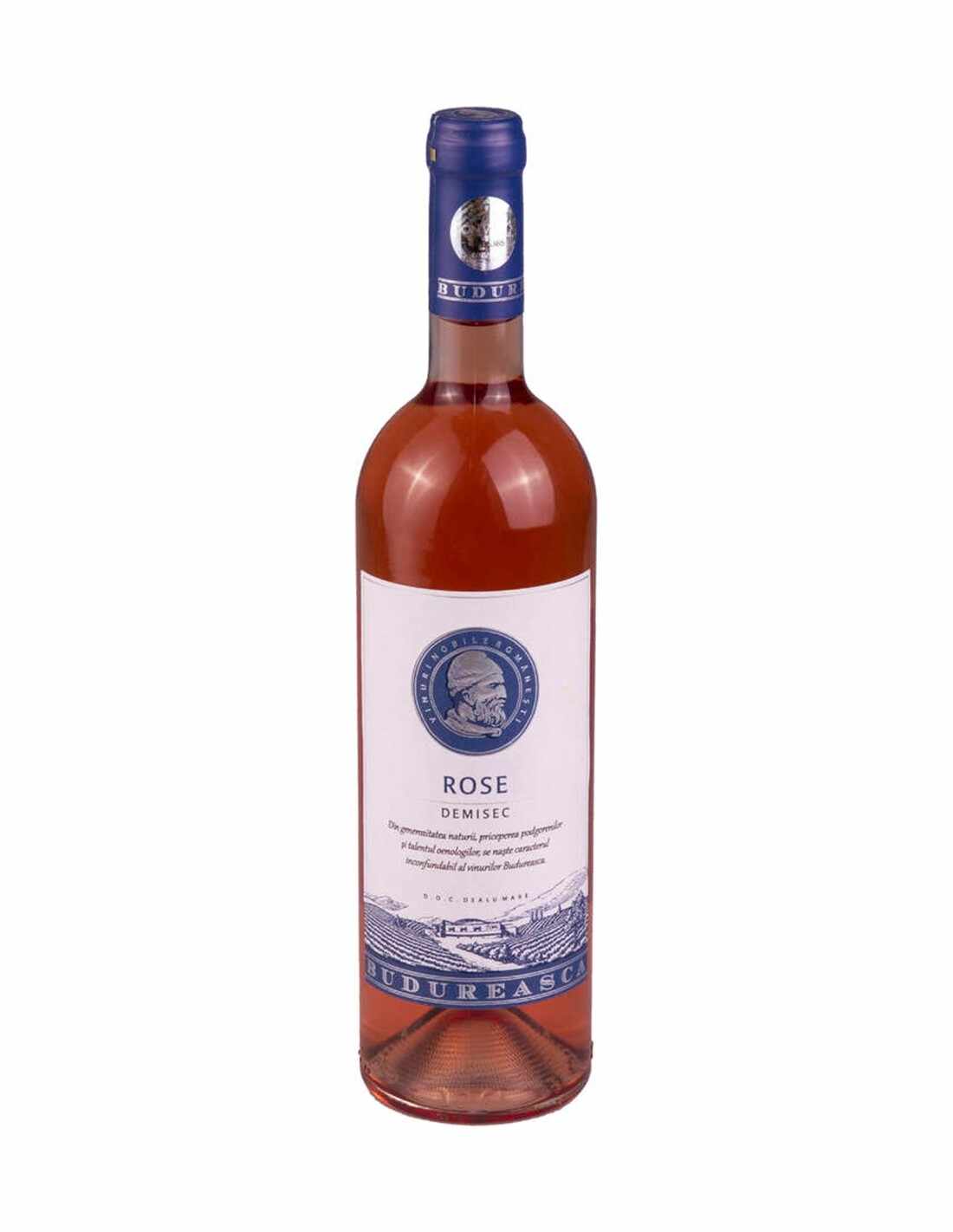 Vin roze demisec Budureasca Dealu Mare, 0.75L, 13.5% alc., Romania