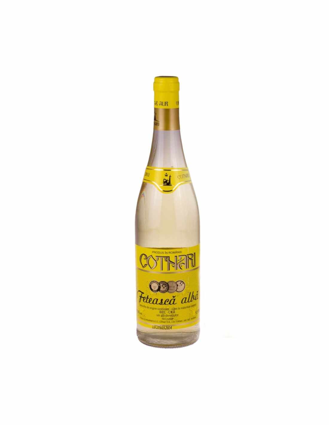 Vin alb demidulce, Feteasca Alba, Cotnari, 0.75L, 11,5% alc., Romania