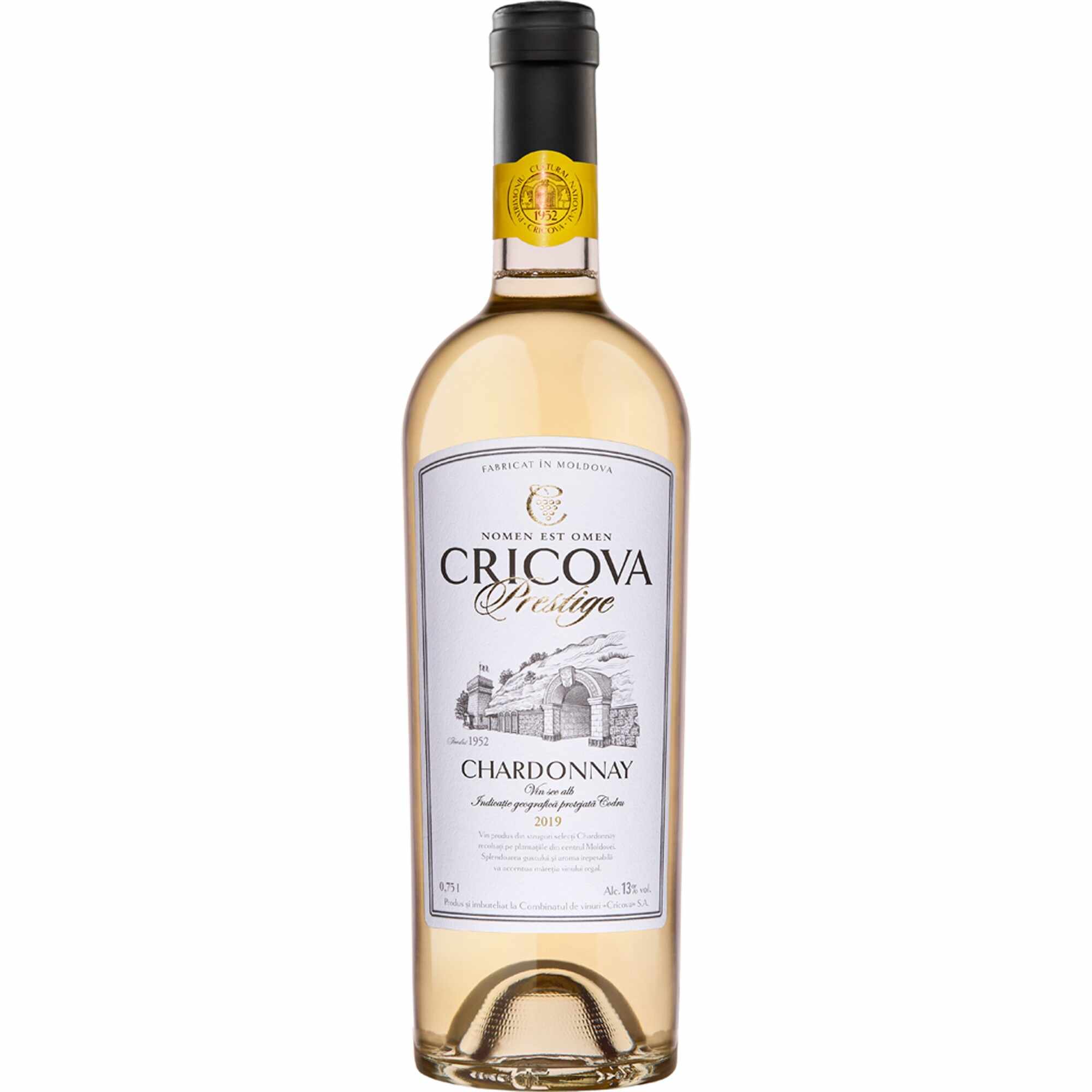 Vin Alb Cricova Chardonnay Prestige Sec, 0.75l