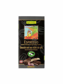 Ciocolata bio amÄƒruie cu espresso si 55% cacao HIH Rapunzel, 80 grame