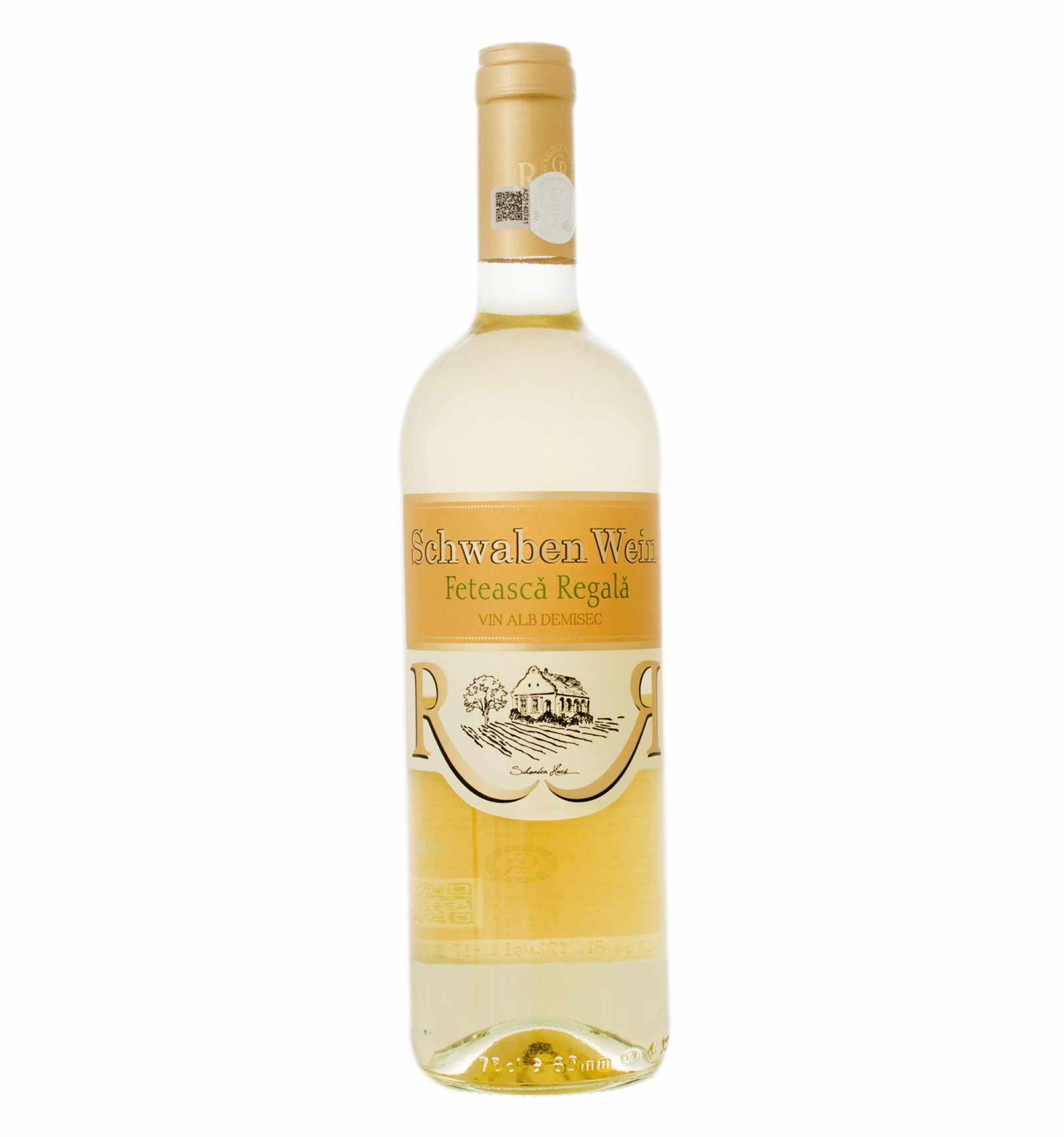 Vin alb demisec, Feteasca Regala, Schwaben Wein Recas, 0.75L, 12% alc., Romania