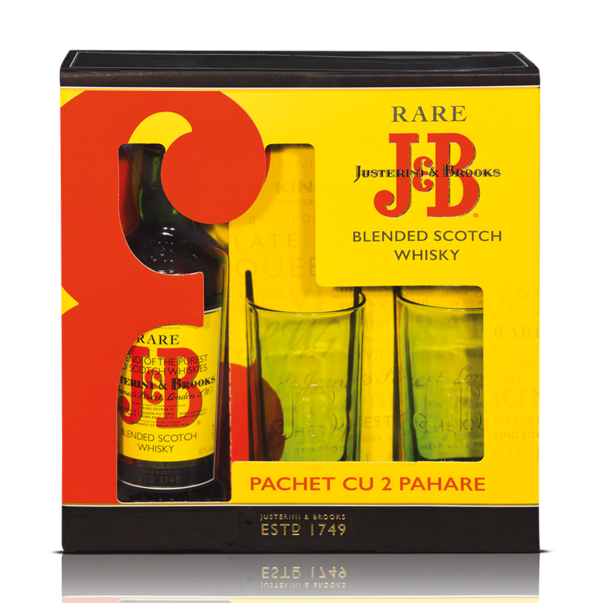 Scotch Whisky J&B + 2 pahare 0.7 l