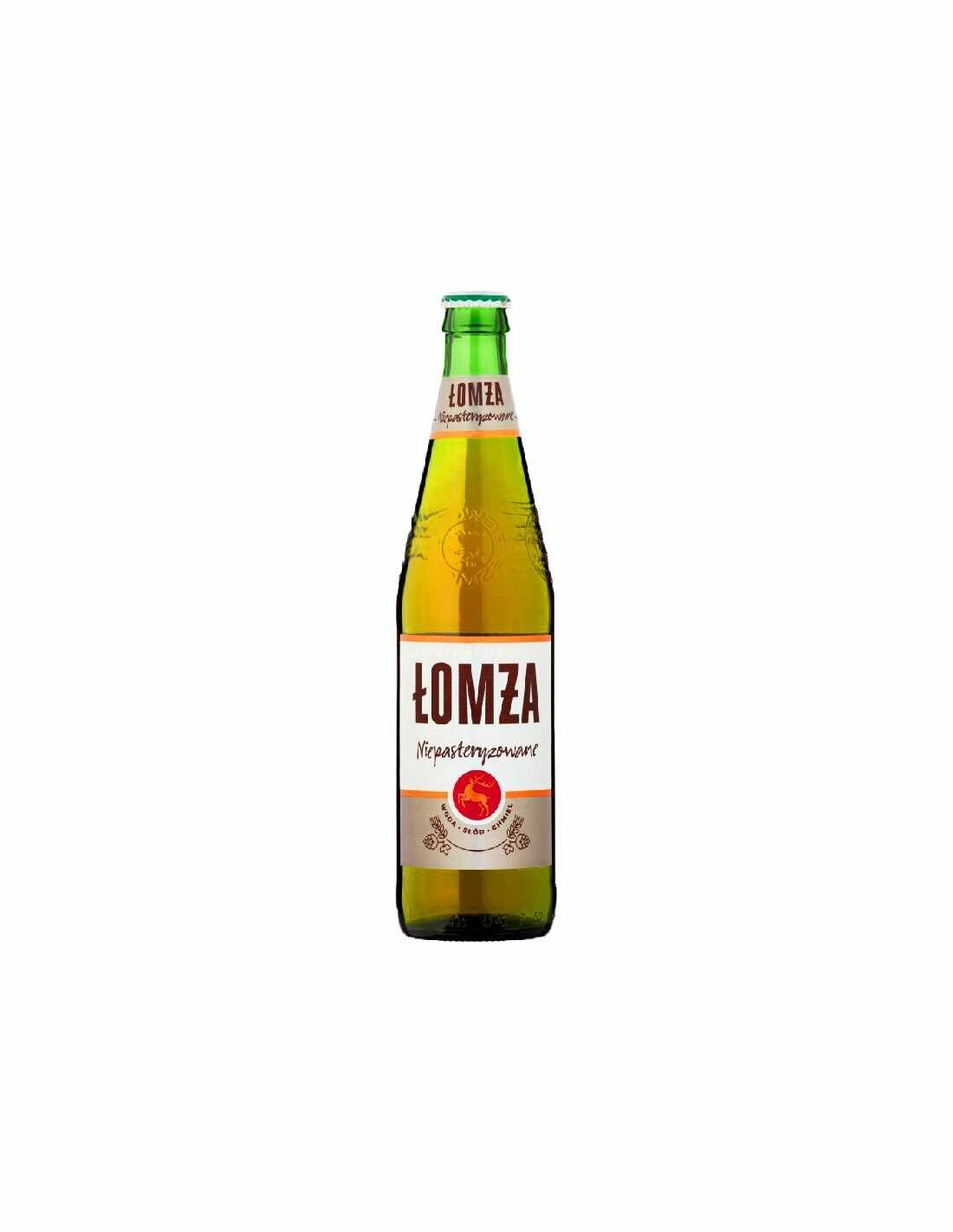 Bere blonda, nepasteurizata Lomza, 6% alc., 0.5L, Polonia