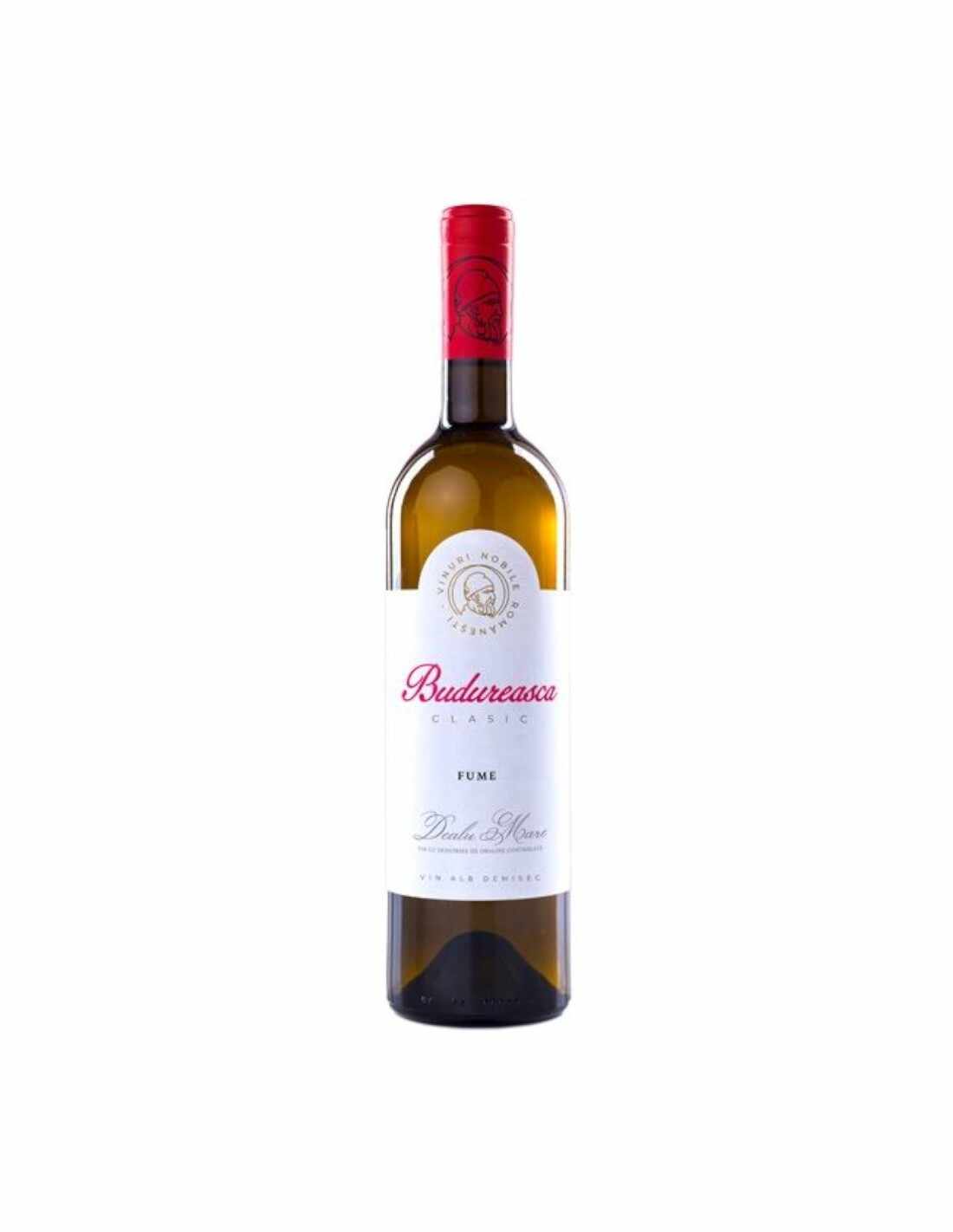 Vin alb demisec, Fume, Budureasca Dealu Mare, 0.75L, 13.5% alc., Romania