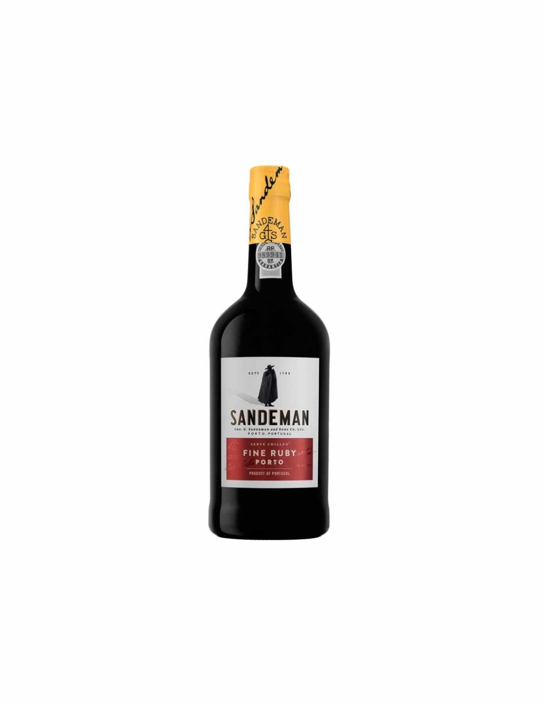 Vin porto rosu, Cupaj, Sandeman Ruby, 0.75L, 19% alc., Portugalia