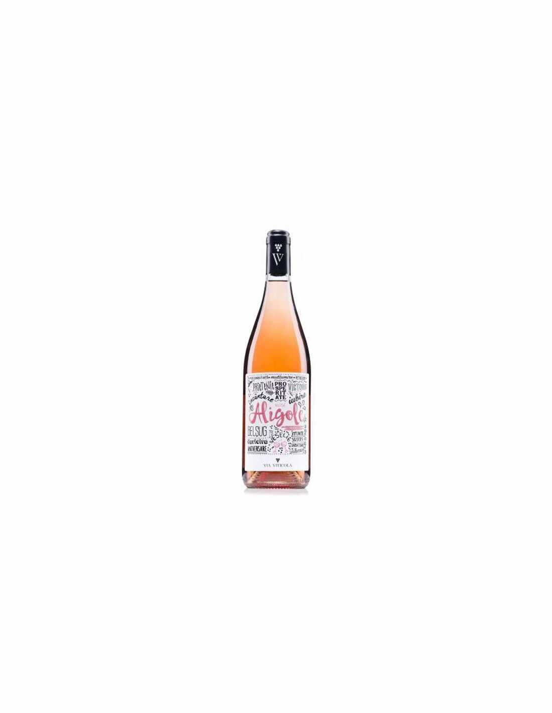 Vin roze demisec, Cupaj, Aligole Dealurile Dobrogei, 0.75L, 13.5% alc., Romania