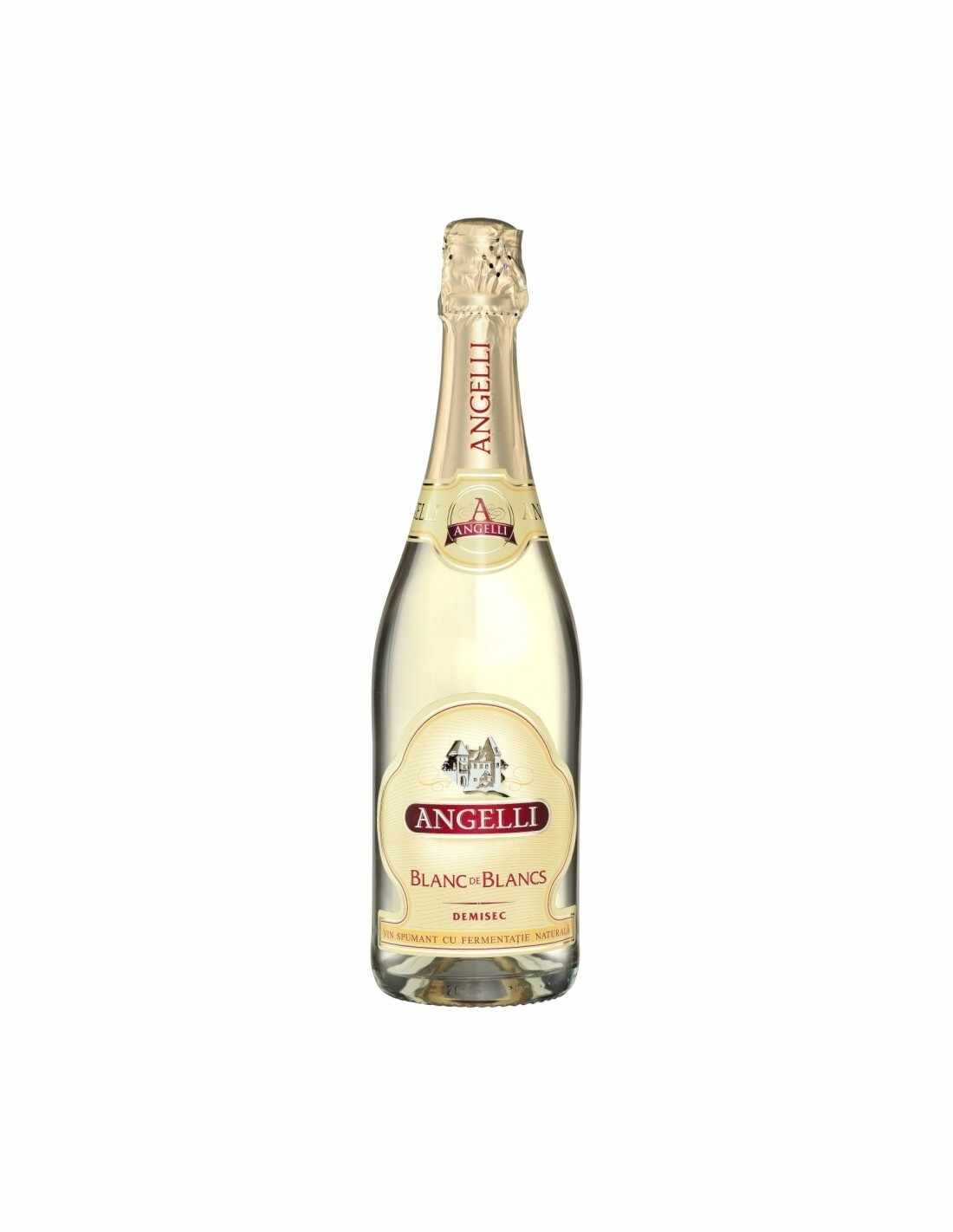 Vin spumant demisec Chardonnay, Angelli, 0.75L, 11.5% alc., Romania