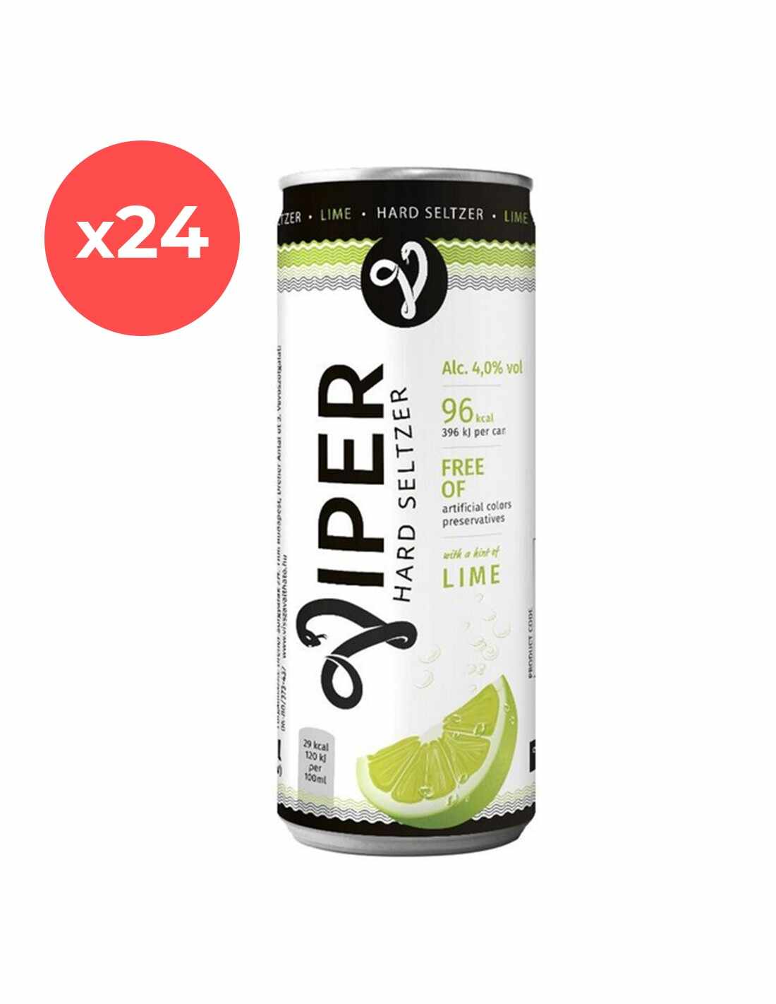 Bax 24 bucati bautura alcoolica cu aroma de lime Viper, 4% alc., 0.33L, doza, Cehia