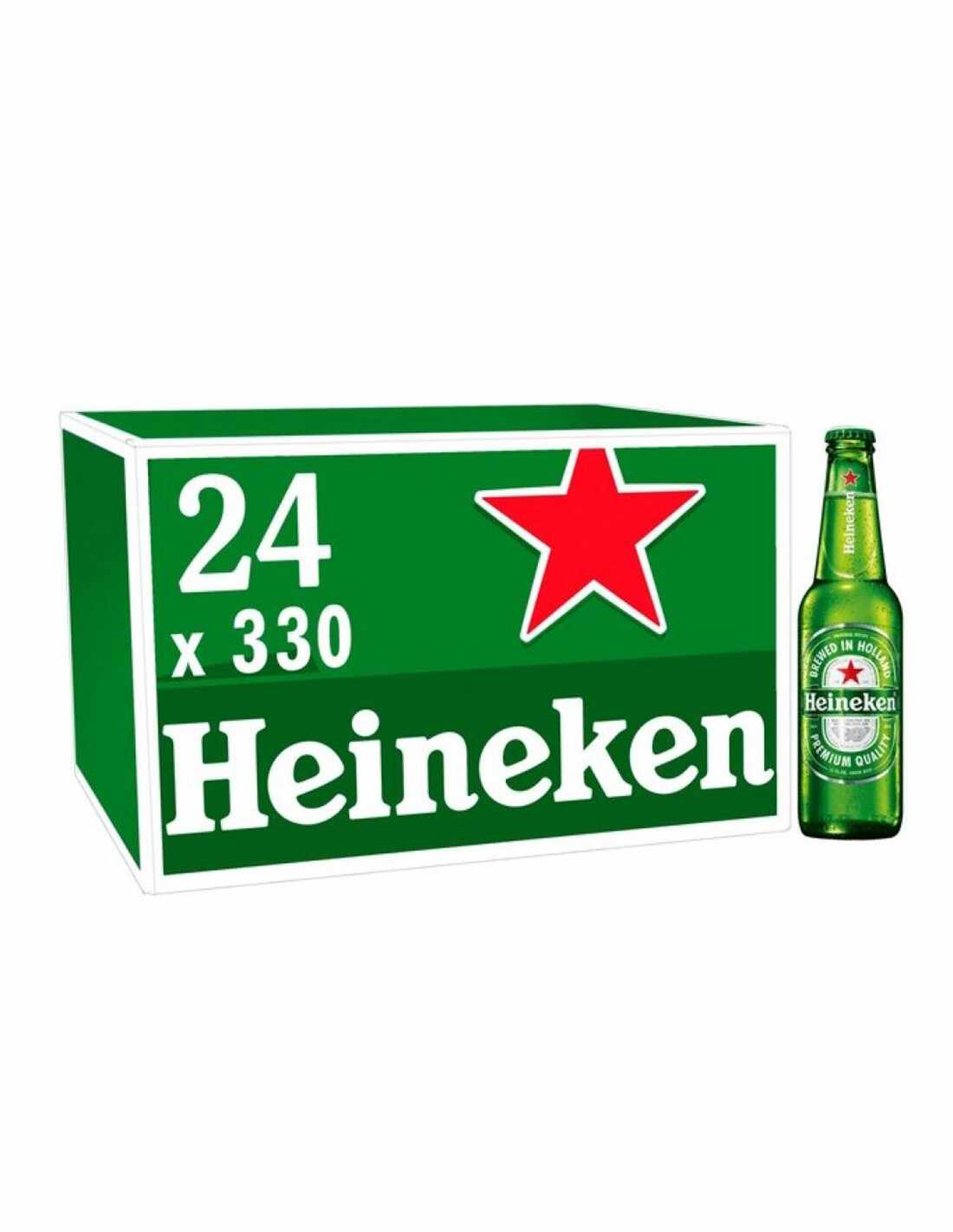 Bax 24 bucati bere blonda, filtrata, Heineken, 5% alc., 0.33L, sticla, Romania