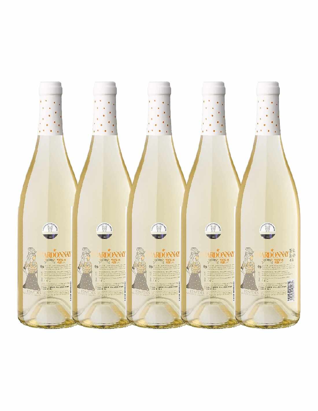 Pachet 5 sticle Vin alb, Chardonnay, Vinya del Mar, 11.5% alc., 0.75L, Spania
