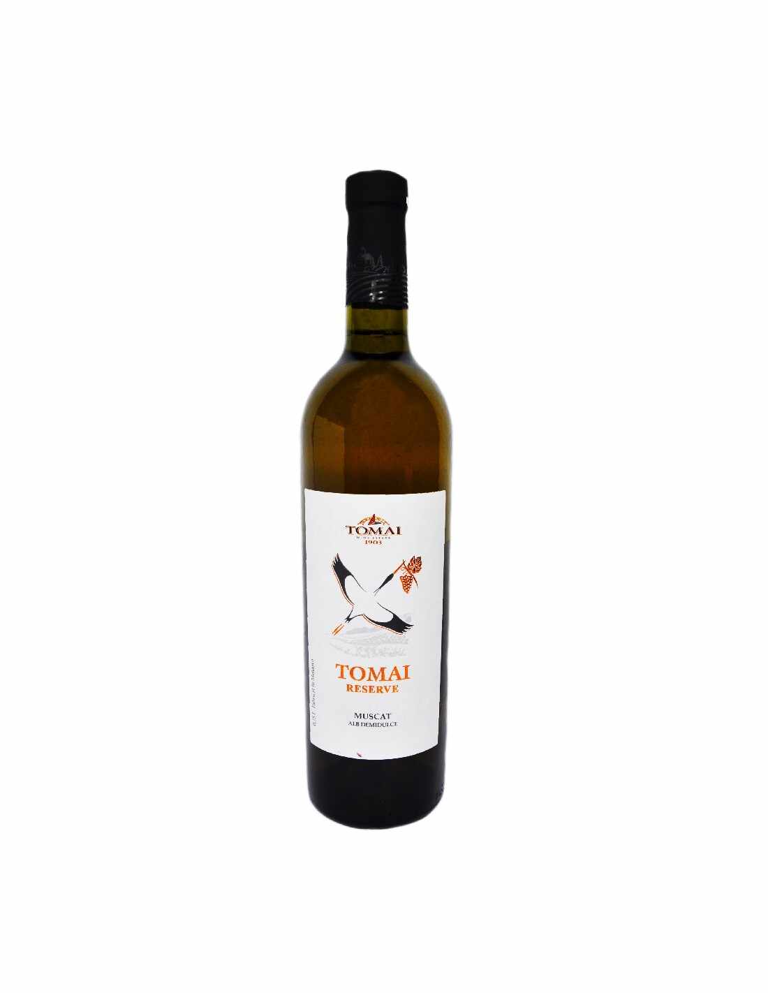 Vin alb demidulce, Muscat, Tomai Reserve, 0.75L, 12% alc., Republica Moldova