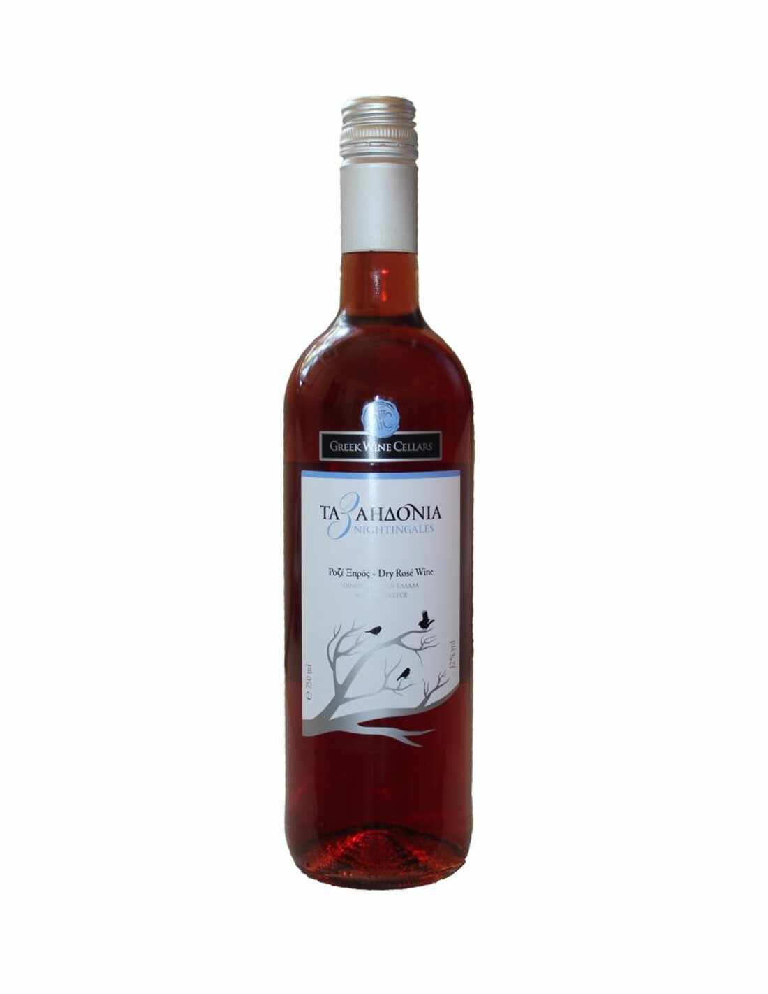 Vin roze sec 3 Nightingales Nemea, 12% alc., 0.75L, Grecia